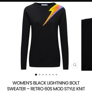 Black Sweater with Colorful Lightning Bolt